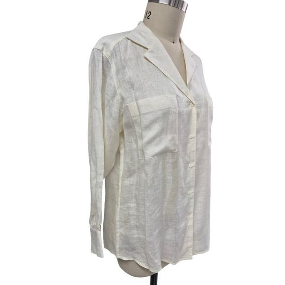 NWT Linda Allard Ellen Tracy 100% Linen Tunic/Dress Shirt White Sz 4 $195 - Picture 1 of 7